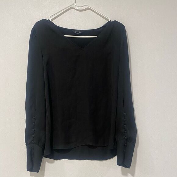 Express Black Long Sleeve Blouse with Button Cuffs – Size S - Picture 1 of 4